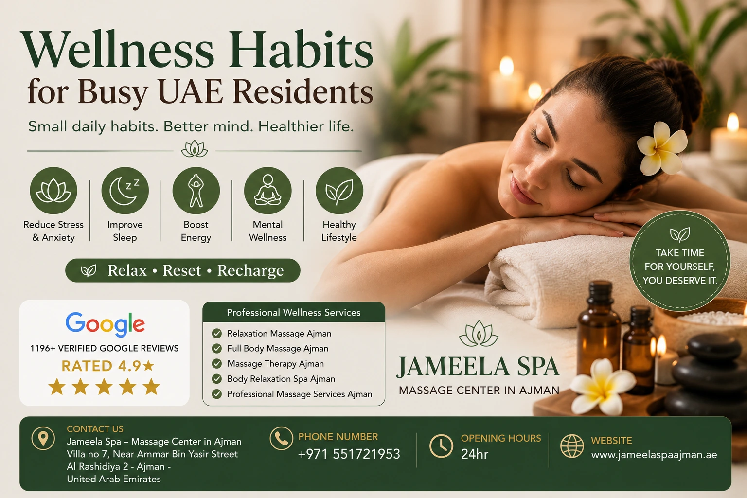 Healthy evening wellness and relaxation routine in Ajman UAE